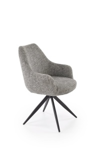 SCAUN DINING PIVOTANT K564, GRI/NEGRU, TAPITERIE DIN STOFA SI PICIOARE DIN METAL, STIL MODERN - Img 1