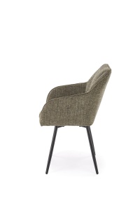 SCAUN DINING PIVOTANT K576, VERDE OLIVE/NEGRU, TAPITERIE DIN STOFA SI PICIOARE DIN METAL, STIL MODERN - Img 6