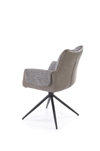 SCAUN DINING PIVOTANT K579, GRI/NEGRU, TAPITERIE DIN STOFA SI PIELE COLOGICA SI PICIOARE DIN METAL, STIL MODERN - Img 2