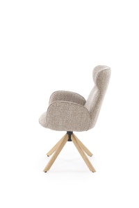 SCAUN DINING PIVOTANT K585, BEJ INCHIS/STEJAR NATURAL, TAPITERIE DIN STOFA SI PICIOARE DIN LEMN, STIL MODERN - Img 4