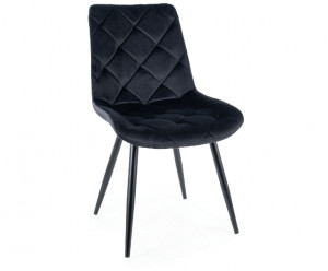 SCAUN DINING RALPH, NEGRU BLUVEL 19/NEGRU MAT, TAPITERIE DIN CATIFEA SI PICIOARE DIN METAL, STIL MODERN