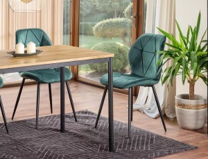 SCAUN DINING RICK, VERDE BLUVEL 78/NEGRU MAT, TAPITERIE DIN CATIFEA SI PICIOARE DIN METAL, STIL MODERN - Img 2