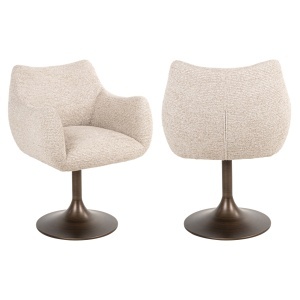 SCAUN DINING ROTATIV ALDO, REALIZAT DIN METAL, LEMN DE FAG SI TEXTIL, CULOARE MARO/BEJ, DESIGN DEOSEBIT, RICHMOND INTERIORS - Img 4
