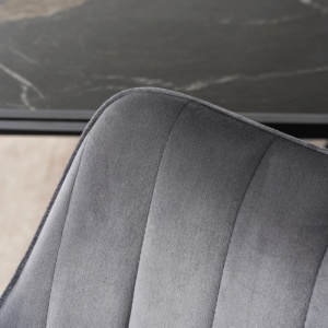 SCAUN DINING ROTATIV, ARTIM MEBLE, REALIZAT DIN METAL SI CATIFEA, CULOARE NEGRU/GRI, STIL MODERN - Img 5