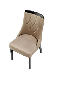 SCAUN DINING ROYAL, BEJ MONOLITH 09/NEGRU, CU TAPITERIE DIN CATIFEA SI PICIOARE DIN LEMN MASIV, STIL CLASIC, HALMAR - Img 4