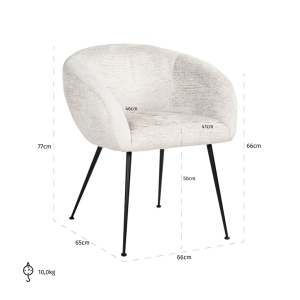 SCAUN DINING RUBY FUSION CREAM 02, S4722, CONFECTIONAT DIN 100% POLIESTER SPUMA SI METAL, RICHMOND INTERIORS - Img 3