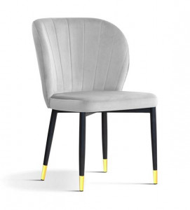 SCAUN DINING SHELLY, GRI/NEGRU/AURIU, TAPITERIE DIN CATIFEA SI PICIOARE DIN METAL, STIL MODERN