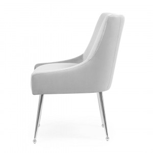 SCAUN DINING SIZAR, GRI/CROM, TAPITERIE DIN CATIFEA SI PICIOARE DIN METAL, STIL MODERN - Img 5