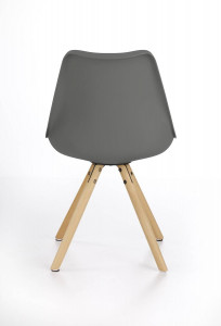 SCAUN DINING STIL K201, GRI/FAG, CU TAPITERIE DIN PIELE ECOLOGICA, ABS SI PICIOARE DIN LEMN MASIV, STIL MODERN - Img 5