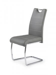 SCAUN DINING STIL K211, GRI/CROM, CU TAPITERIE DIN PIELE ECOLOGICA SI PICIOARE DIN METAL, STIL MODERN