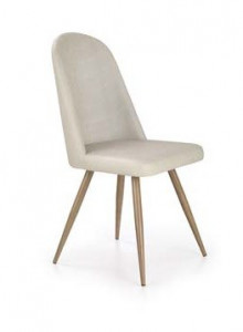 SCAUN DINING STIL K214, CREM/STEJAR AURIU, TAPITERIE DIN PIELE ECOLOGICA SI PICIOARE DIN METAL , STIL MODERN - Img 2