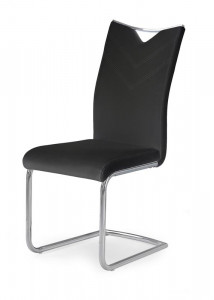 SCAUN DINING STIL K224, NEGRU/CROM, CU TAPITERIE DIN PIELE ECOLOGICA SI PICIOARE DIN METAL, STIL MODERN