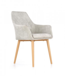 SCAUN DINING STIL K287, GRI DESCHIS/STEJAR, CU TAPITERIE DIN PIELE ECOLOGICA SI PICIOARE DIN METAL, STIL MODERN
