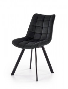SCAUN DINING STIL K332, NEGRU/NEGRU, CU TAPITERIE DIN CATIFEA SI PICIOARE DIN METAL, STIL MODERN
