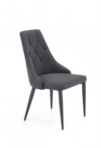 SCAUN DINING STIL K365, GRI/NEGRU, CU TAPITERIE DIN STOFA FINA SI PICIOARE DIN METAL, STIL MODERN