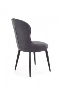 SCAUN DINING STIL K366, GRI/NEGRU, CU TAPITERIE DIN CATIFEA SI PICIOARE DIN METAL, STIL MODERN - Img 3
