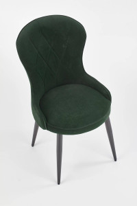SCAUN DINING STIL K366, VERDE INCHIS/NEGRU, CU TAPITERIE DIN CATIFEA SI PICIOARE DIN METAL, STIL MODERN - Img 5