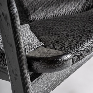 SCAUN DINING TASK, NEGRU, REF. 35148, PRELUCRAT MANUAL, CONFECTIONAT DIN LEMN DE STEJAR SI FIBRA NATURALA, STIL MODERN - Img 6