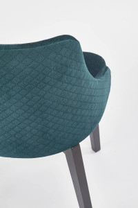 SCAUN DINING TOLEDO 3, VERDE MONOLITH 37/NEGRU, CU TAPITERIE DIN CATIFEA SI PICIOARE DIN LEMN MASIV, STIL CLASIC - Img 6