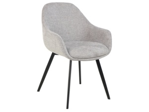 SCAUN DINING VINTO BREGO GRI 07/NEGRU, TAPITERIE DIN TEXTIL BREGO SI PICIOARE DIN METAL, STIL MODERN
