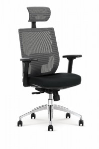 SCAUN DIRECTORIAL ADMIRAL, GRI/NEGRU, TAPITERIE DIN STOFA/PLASA SI PICIOARE DIN METAL, STIL MODERN