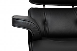 SCAUN DIRECTORIAL LOUNGE GUBERNATOR, NEGRU, PIELE NATURALA SI LEMN DE ABANOS, STIL MODERN - Img 5