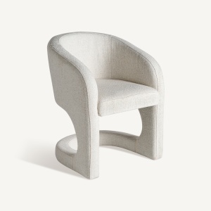 SCAUN ELEGANT BILAIS, DIN METAL SI TEXTIL ALB/GALBUI, DESIGN CONTEMPORAN, VICAL HOME
