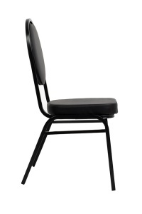 SCAUN EVENIMENTE HEBE NEGRU, CONFECTIONAT DIN METAL SI PIELE ECOLOGICA, STIL MODERN - Img 3