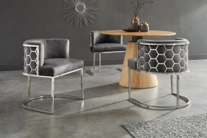 SCAUN LIVING, ELEGANCE, DIN CATIFEA GRI SI METAL ARGINTIU, ARTIM GROUP SELECTION - Img 2