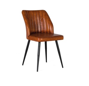 SCAUN LIVING ELEGANT, ARTIM 1757, DIN METAL, LEMN SI PIELE, MARO/NEGRU, ARTIM GROUP SELECTION