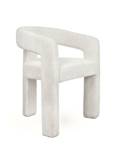 SCAUN LOGAN ALB CONFECTIONAT DIN TEXTIL SI METAL, STIL MODERN