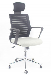 SCAUN OFFICE ALB/GRI/CROM MAX - DESIGN MODERN