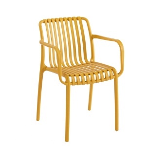 SCAUN PENTRU EXTERIOR/INTERIOR STRIPS ARM, GALBEN, DIN POLIPROPILENA, STIL MODERN MINIMALIST