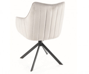 SCAUN PIVOTANT AZALIA, GRI DESCHIS BLUVEL 03/NEGRU MAT, TAPITERIE DIN CATIFEA SI PICIOARE DIN METAL, STIL MODERN - Img 3