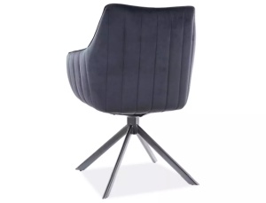 SCAUN PIVOTANT AZALIA, NEGRU BLUVEL 19/NEGRU MAT, TAPITERIE DIN CATIFEA SI PICIOARE DIN METAL, STIL MODERN - Img 8