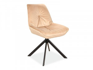 SCAUN PIVOTANT BOOGIE I, BEJ BLUVEL 28/NEGRU MAT, TAPITERIE DIN CATIFEA SI PICIOARE DIN METAL, STIL MODERN