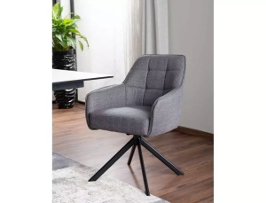 SCAUN PIVOTANT METRO, GRI 13/NEGRU MAT, TAPITERIE DIN STOFA BJORN SI PICIOARE DIN METAL, STIL MODERN - Img 1