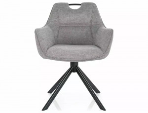 SCAUN PIVOTANT REMO, GRI 07/NEGRU MAT, TAPITERIE DIN STOFA BREGO SI PICIOARE DIN METAL, STIL MODERN - Img 2