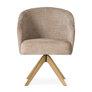 SCAUN PIVOTANT SENI SUPREME WOOD, CONFECTIONAT DIN LEMN, SPUMA, ARCURI SI TEXTIL, BEJ, STIL MODERN - Img 2