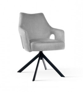 SCAUN PIVOTANT VESPER, GRI/NEGRU, TAPITERIE DIN CATIFEA SI PICIOARE DIN METAL, STIL MODERN
