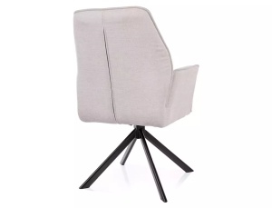 SCAUN ROTATIV, BEJ 22/NEGRU MAT, TAPITERIE DIN STOFA BREGO SI PICIOARE DIN METAL, STIL MODERN - Img 4