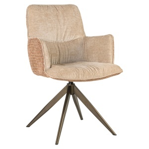 SCAUN ROTATIV CHASE, DIN METAL, LEMN SI TEXTIL, DE CULOARE CARAMIZIU, DESIGN MODERN - Img 4