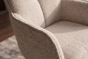 Scaun rotativ LUGANO cu funcție de revenire automată la 360°, cotiere, capacitate de încărcare 150 kg, tweed chenille taupe - Img 8