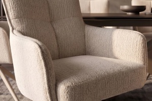 Scaun rotativ LUGANO cu funcție de revenire automată la 360°, cotiere, capacitate de încărcare 150 kg, tweed bej tip chenille - Img 8