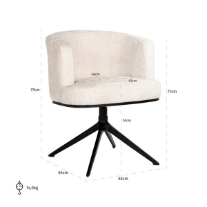 SCAUN ROTATIV SWIVEL CHEYENNE BEJ 902, S4749, CONFECTIONAT DIN 100% POLIESTER, ALUMINIU, SPUMA, METAL, PLASTIC SI PLACAJ RICHMOND INTERIORS - Img 3
