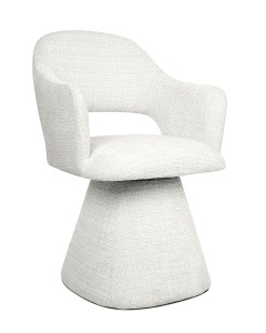 SCAUN ROTATIV VERONA, ALB, CONFECTIONAT DIN TAPITERIE DIN TEXTIL CHENILLE, SPUMA SI METAL, STIL MODERN