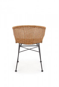 SCAUN TERASA K407, NATURAL/NEGRU, DIN RATAN SINTETIC SI PICIOARE DIN METAL, STIL MODERN - Img 4