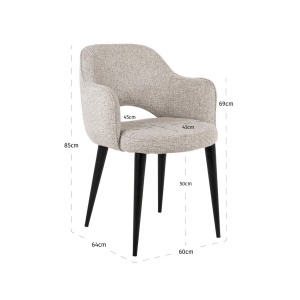 SCAUN TRENDY GIOVANNA, NATUR, KHAKI, METAL, POLIESTER, SPUMA, RICHMOND INTERIORS - Img 5