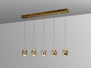 SCHULLER, LUSTRA/PLAFONIERA ROCIO, CU TELECOMANDA, 96 CM, AURIU/SAMPANIE, DIN STICLA SI METAL, STIL MODERN - Img 4