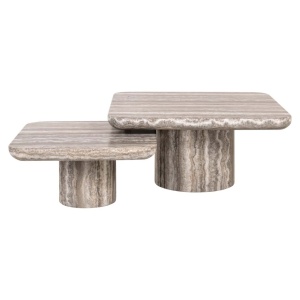 SET 2 MASUTE DE CAFEA DULCE, 214110, CONFECTIONATE DIN MARMURA ALBA, METAL, MDF SI TRAVERTIN ARTIFICIAL, GRI, STIL MODERN - Img 2